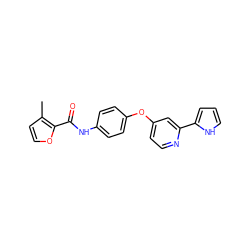 Cc1ccoc1C(=O)Nc1ccc(Oc2ccnc(-c3ccc[nH]3)c2)cc1 ZINC000116236036