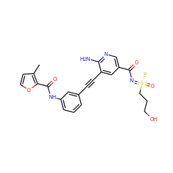 Cc1ccoc1C(=O)Nc1cccc(C#Cc2cc(C(=O)N=[S@@](C)(=O)CCCO)cnc2N)c1 ZINC001772600711