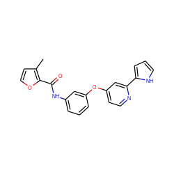 Cc1ccoc1C(=O)Nc1cccc(Oc2ccnc(-c3ccc[nH]3)c2)c1 ZINC000116238208