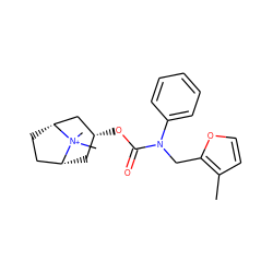 Cc1ccoc1CN(C(=O)O[C@@H]1C[C@@H]2CC[C@H](C1)[N+]2(C)C)c1ccccc1 ZINC000101152236