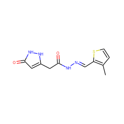 Cc1ccsc1/C=N/NC(=O)Cc1cc(=O)[nH][nH]1 ZINC000000263853