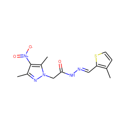 Cc1ccsc1/C=N/NC(=O)Cn1nc(C)c([N+](=O)[O-])c1C ZINC000000540669