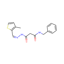 Cc1ccsc1/C=N\NC(=O)CC(=O)NCc1ccccc1 ZINC000004905624