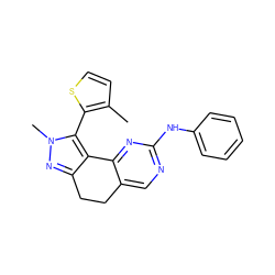 Cc1ccsc1-c1c2c(nn1C)CCc1cnc(Nc3ccccc3)nc1-2 ZINC000141186382