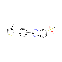 Cc1ccsc1-c1ccc(-c2nc3ccc(S(C)(=O)=O)cc3[nH]2)cc1 ZINC000064527260