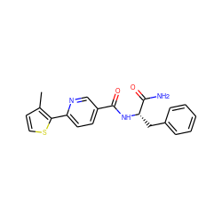 Cc1ccsc1-c1ccc(C(=O)N[C@@H](Cc2ccccc2)C(N)=O)cn1 ZINC000199000281