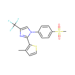 Cc1ccsc1-c1nc(C(F)(F)F)cn1-c1ccc(S(C)(=O)=O)cc1 ZINC000013812864