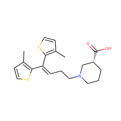 Cc1ccsc1C(=CCCN1CCC[C@@H](C(=O)O)C1)c1sccc1C ZINC000003831531