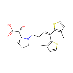 Cc1ccsc1C(=CCCN1CCC[C@@H]1[C@@H](O)C(=O)O)c1sccc1C ZINC000299862556