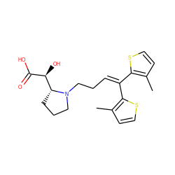 Cc1ccsc1C(=CCCN1CCC[C@@H]1[C@H](O)C(=O)O)c1sccc1C ZINC000299862557