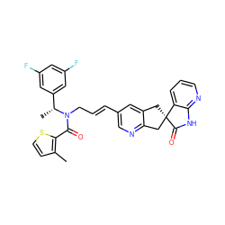 Cc1ccsc1C(=O)N(C/C=C/c1cnc2c(c1)C[C@@]1(C2)C(=O)Nc2ncccc21)[C@H](C)c1cc(F)cc(F)c1 ZINC000103234802