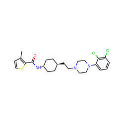 Cc1ccsc1C(=O)N[C@H]1CC[C@H](CCN2CCN(c3cccc(Cl)c3Cl)CC2)CC1 ZINC000253930680