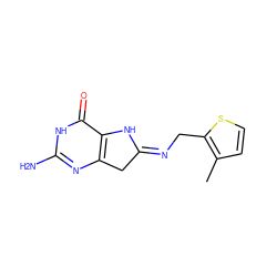 Cc1ccsc1C/N=C1/Cc2nc(N)[nH]c(=O)c2N1 ZINC000027758278