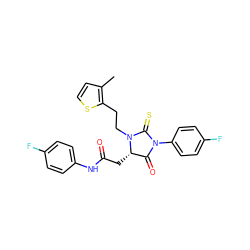 Cc1ccsc1CCN1C(=S)N(c2ccc(F)cc2)C(=O)[C@@H]1CC(=O)Nc1ccc(F)cc1 ZINC000001442562