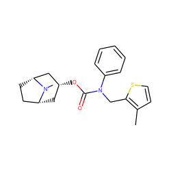 Cc1ccsc1CN(C(=O)O[C@@H]1C[C@@H]2CC[C@H](C1)N2C)c1ccccc1 ZINC000101152208