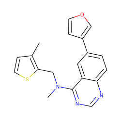 Cc1ccsc1CN(C)c1ncnc2ccc(-c3ccoc3)cc12 ZINC000061931503