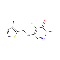 Cc1ccsc1CNc1cnn(C)c(=O)c1Cl ZINC000040087342