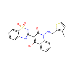 Cc1ccsc1CNn1c(=O)c(C2=NS(=O)(=O)c3ccccc3N2)c(O)c2ccccc21 ZINC000101007452