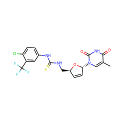 Cc1cn([C@@H]2C=C[C@@H](CNC(=S)Nc3ccc(Cl)c(C(F)(F)F)c3)O2)c(=O)[nH]c1=O ZINC000028864858