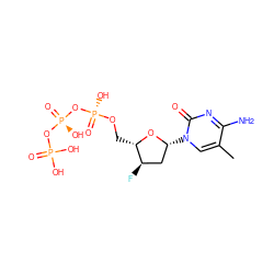 Cc1cn([C@@H]2C[C@@H](F)[C@H](CO[P@](=O)(O)O[P@](=O)(O)OP(=O)(O)O)O2)c(=O)nc1N ZINC000013779725