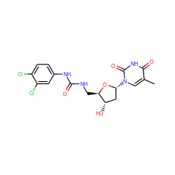 Cc1cn([C@@H]2C[C@H](O)[C@@H](CNC(=O)Nc3ccc(Cl)c(Cl)c3)O2)c(=O)[nH]c1=O ZINC000028864841