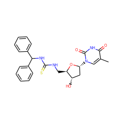 Cc1cn([C@@H]2C[C@H](O)[C@@H](CNC(=S)NC(c3ccccc3)c3ccccc3)O2)c(=O)[nH]c1=O ZINC000028864723