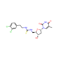 Cc1cn([C@@H]2C[C@H](O)[C@@H](CNC(=S)NCCc3ccc(Cl)c(Cl)c3)O2)c(=O)[nH]c1=O ZINC000028864792