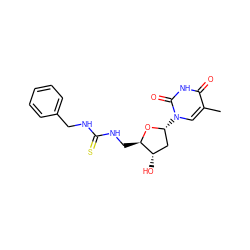 Cc1cn([C@@H]2C[C@H](O)[C@@H](CNC(=S)NCc3ccccc3)O2)c(=O)[nH]c1=O ZINC000028864720