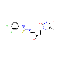 Cc1cn([C@@H]2C[C@H](O)[C@@H](CNC(=S)Nc3ccc(Cl)c(Cl)c3)O2)c(=O)[nH]c1=O ZINC000028864535