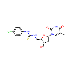 Cc1cn([C@@H]2C[C@H](O)[C@@H](CNC(=S)Nc3ccc(Cl)cc3)O2)c(=O)[nH]c1=O ZINC000028864454