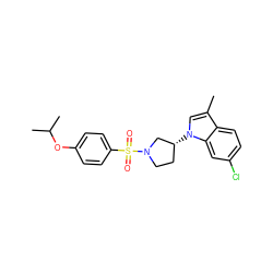 Cc1cn([C@@H]2CCN(S(=O)(=O)c3ccc(OC(C)C)cc3)C2)c2cc(Cl)ccc12 ZINC000146981516