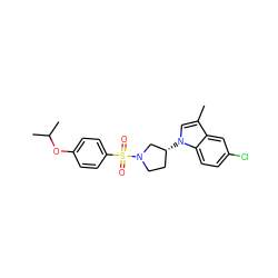 Cc1cn([C@@H]2CCN(S(=O)(=O)c3ccc(OC(C)C)cc3)C2)c2ccc(Cl)cc12 ZINC000169699803