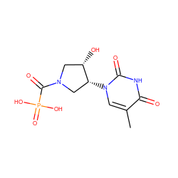 Cc1cn([C@@H]2CN(C(=O)P(=O)(O)O)C[C@@H]2O)c(=O)[nH]c1=O ZINC000045355168