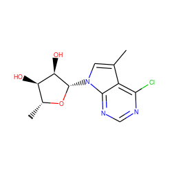 Cc1cn([C@@H]2O[C@H](C)[C@@H](O)[C@H]2O)c2ncnc(Cl)c12 ZINC000013809449