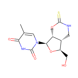 Cc1cn([C@@H]2O[C@H](CO)[C@H]3CNC(=S)O[C@H]32)c(=O)[nH]c1=O ZINC000013585652