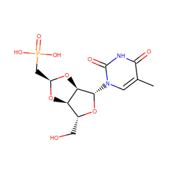 Cc1cn([C@@H]2O[C@H](CO)[C@H]3O[C@@H](CP(=O)(O)O)O[C@H]32)c(=O)[nH]c1=O ZINC000036338740