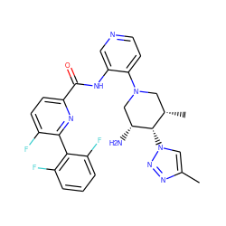 Cc1cn([C@H]2[C@@H](C)CN(c3ccncc3NC(=O)c3ccc(F)c(-c4c(F)cccc4F)n3)C[C@H]2N)nn1 ZINC000207166718