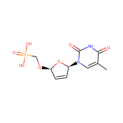 Cc1cn([C@H]2C=C[C@@H](OCP(=O)(O)O)O2)c(=O)[nH]c1=O ZINC000003783979