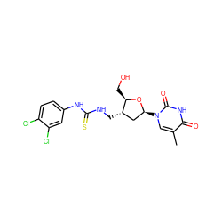 Cc1cn([C@H]2C[C@H](CNC(=S)Nc3ccc(Cl)c(Cl)c3)[C@@H](CO)O2)c(=O)[nH]c1=O ZINC000028864404