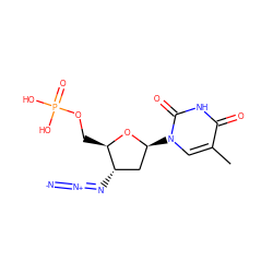 Cc1cn([C@H]2C[C@H](N=[N+]=[N-])[C@@H](COP(=O)(O)O)O2)c(=O)[nH]c1=O ZINC000012503817