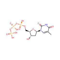 Cc1cn([C@H]2C[C@H](O)[C@@H](CO[P@@](=O)(O)O[P@@](=O)(O)OP(=O)(O)O)O2)c(=O)[nH]c1=O ZINC000008215959