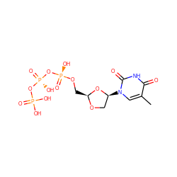 Cc1cn([C@H]2CO[C@@H](CO[P@@](=O)(O)O[P@@](=O)(O)OP(=O)(O)O)O2)c(=O)[nH]c1=O ZINC000036412860