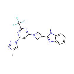 Cc1cn(-c2cc(N3CC(c4nc5ccccc5n4C)C3)nc(C(F)(F)F)n2)nn1 ZINC000143109067