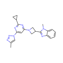 Cc1cn(-c2cc(N3CC(c4nc5ccccc5n4C)C3)nc(C3CC3)n2)nn1 ZINC000143101363