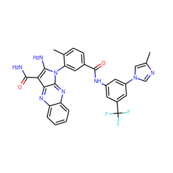 Cc1cn(-c2cc(NC(=O)c3ccc(C)c(-n4c(N)c(C(N)=O)c5nc6ccccc6nc54)c3)cc(C(F)(F)F)c2)cn1 ZINC000299828346