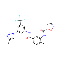 Cc1cn(-c2cc(NC(=O)c3ccc(C)c(NC(=O)c4ccno4)c3)cc(C(F)(F)F)c2)cn1 ZINC000043070691