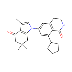 Cc1cn(-c2cc3c(c(C4CCCC4)c2)C(=O)NCC3)c2c1C(=O)CC(C)(C)C2 ZINC000098208236