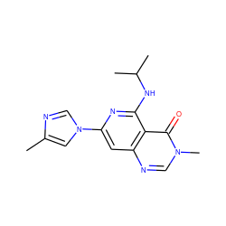 Cc1cn(-c2cc3ncn(C)c(=O)c3c(NC(C)C)n2)cn1 ZINC000115624906