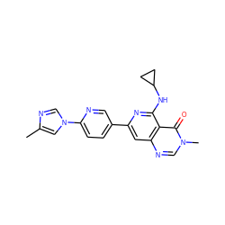 Cc1cn(-c2ccc(-c3cc4ncn(C)c(=O)c4c(NC4CC4)n3)cn2)cn1 ZINC000115627577