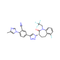 Cc1cn(-c2ccc(-c3cn([C@H]4CCc5c(F)cccc5N(CC(F)(F)F)C4=O)nn3)cc2C#N)cn1 ZINC000200710432